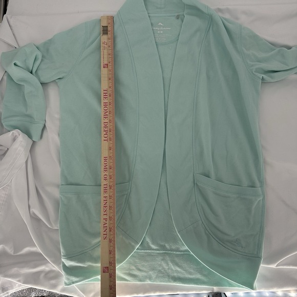 Tommy Bahama Sz M Aqua Open Front‎ Cardigan Sweater Pocket Slouchy Oversized - Picture 7 of 8